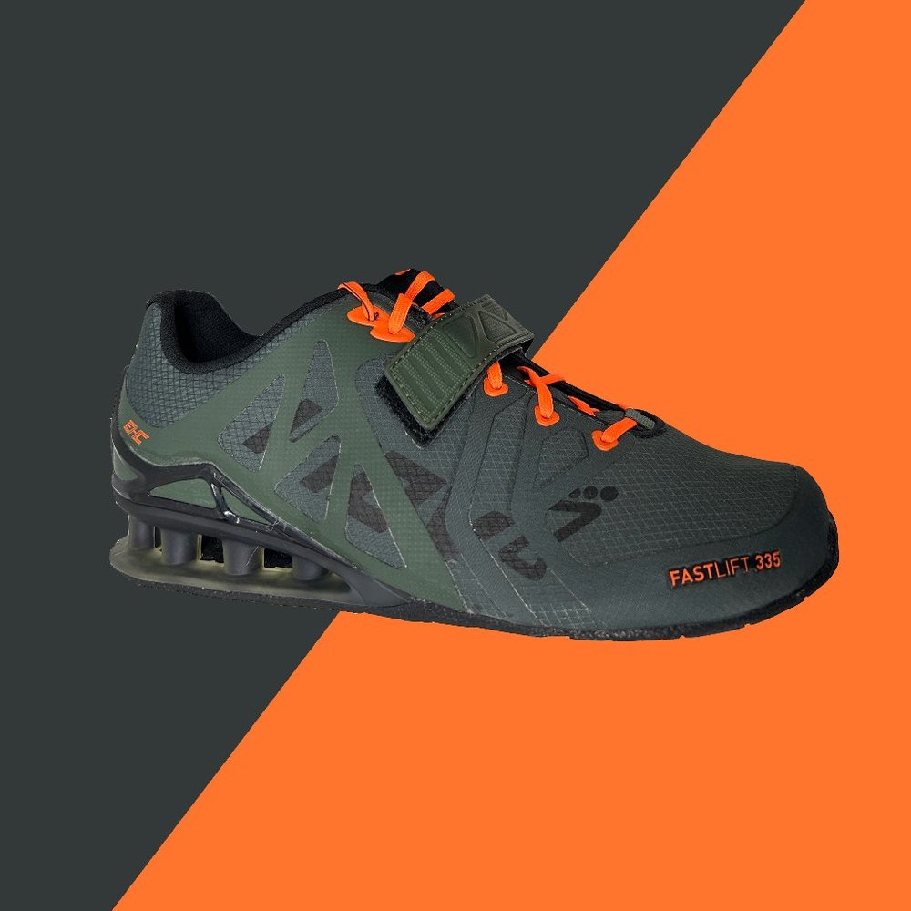 Inov-8 FASTLIFT 335 (Men): Elevate Performance in Thyme/Black/Orange